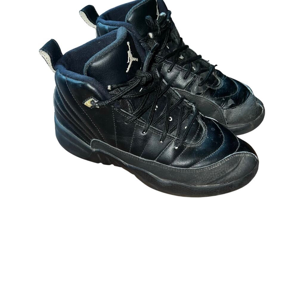 Nike Air Jordan Retro 12s All Black Basketball Sneakers Shoes Size 3Y - Picture 8 of 11